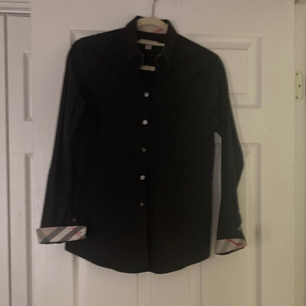 Woman’s XS long sleeve black Burberry button down top